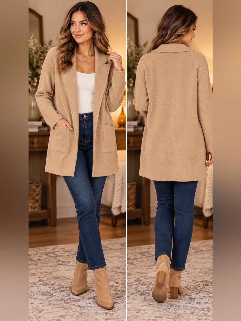 J. Crew Camel Open-Front Trench Coatigan Size L